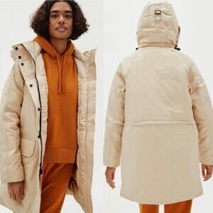 Everlane The ReDown Military Parka Coat Cashew Tan Hooded Women's Small NWT